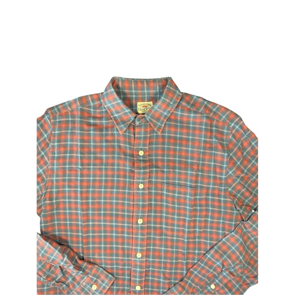 Faherty Plaid Brushed Cotton Button Down Shirt Men's S Blue Red Coastal Soft